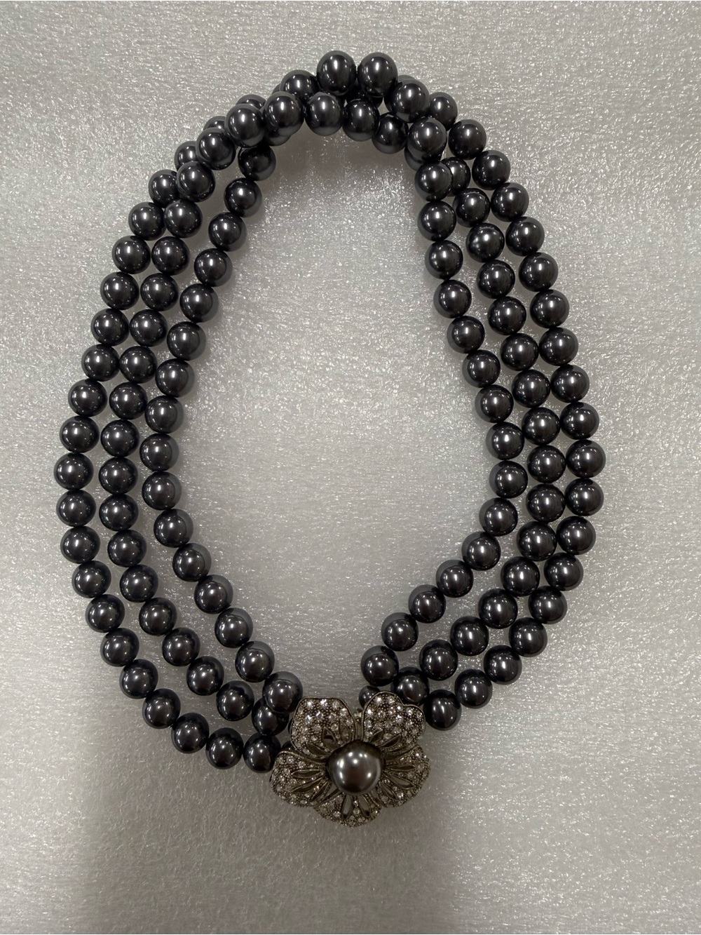 Banana Republic Multi-Strand Grey Pearl Necklace with Decorative Clasp